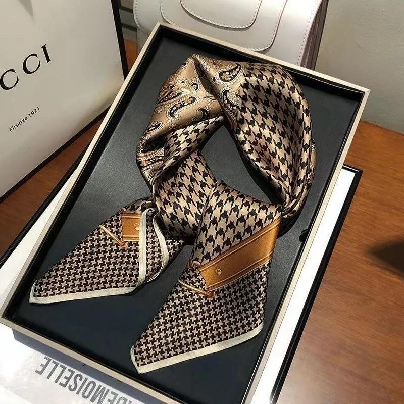 New Silk Scarf 70cm Small Square Scarf Spring Headband Neck Protection Professional Scarf Versatile Fashion Western Style Hijabs