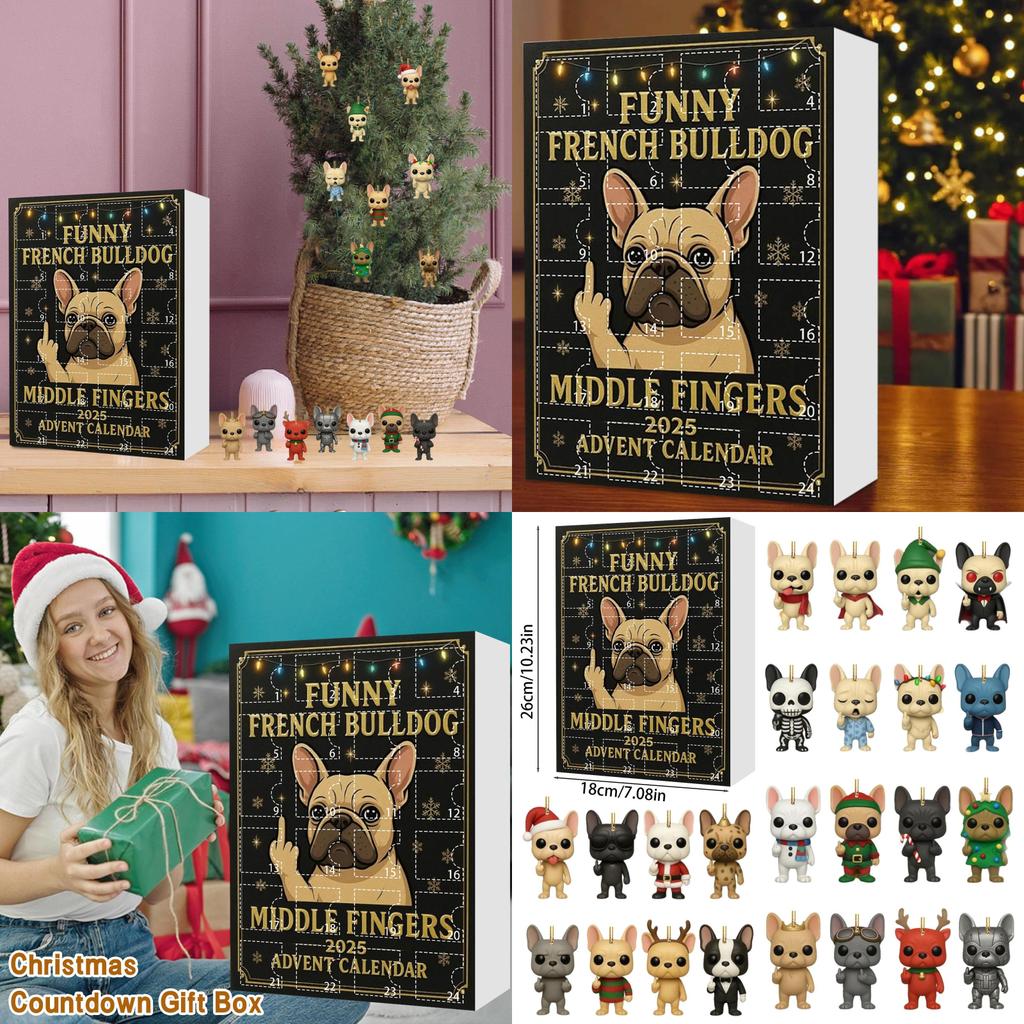 Christmas Bling Box Series Dog Hanging Decor With Playful Middle Finger Design For Celebrations