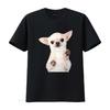 Cute Little Chihuahua Puppy Dog Face For Pet Owners T Shirt Vintage Washed Unisex Stylish Fashion Homme Streetwear Breathable