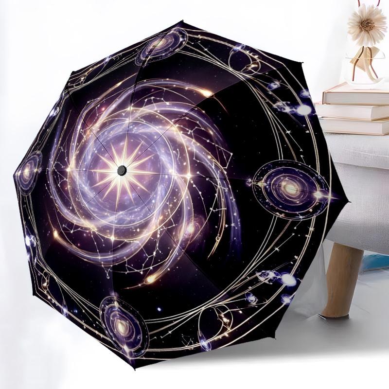 1pc Cosmic Mandala Automatic Umbrella - Automatic Opening And Closing, Sturdy Iron Frame, Formal Occasions yy251018104