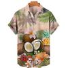 Tropical Palm 3d Print Hawaiian Shirt for Men Summer Beach Street Short Sleeves Tops Harajuku Holiday Lapel Button Loose Blouse