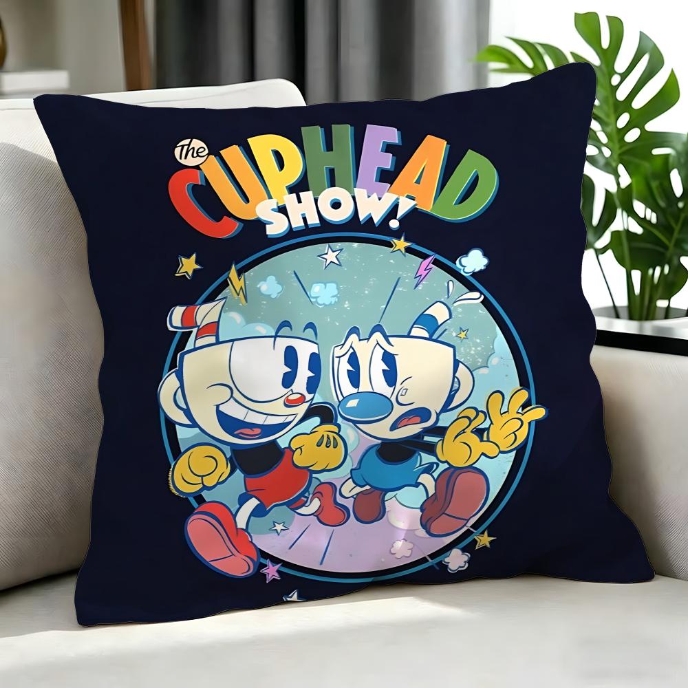 Game Cuphead Cushion Cover Cushion Cover Set 4Pcs 50X50 45X45 40X40 Pillowcase Decorative Sofa Home Decor