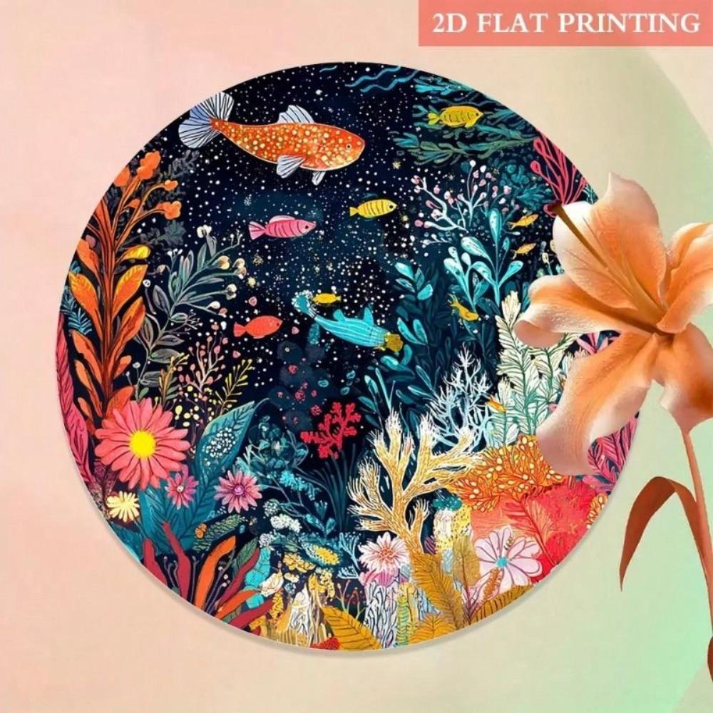 Metal Wall Art Poster Underwater World with Fish Decor for Living Room