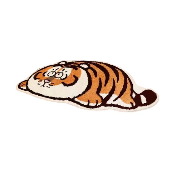Tapete adorável com estampa de tigre, capacho de pelúcia macio e fofo para uso diário