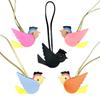 Cute Palm-Sized 3D Leather Bird Bag Charm - Colorful Stitched Leather Patchwork Pendant for Handbags with Vivid Bird Shape