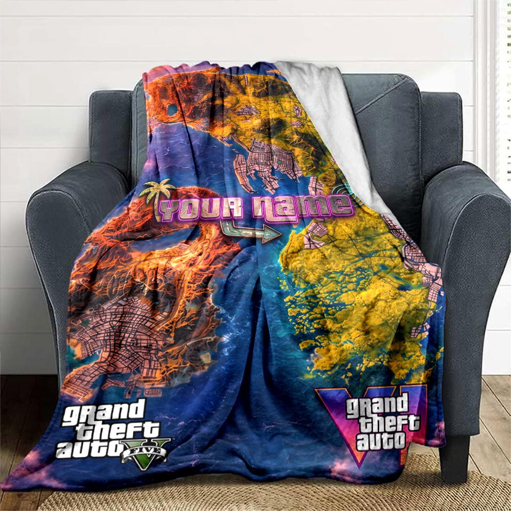 Gta Customize Your Name Blanket Cozy Customizable Blanket Comfortable Suitable for Chair Office Seaside Bed Ideal for All Seasons