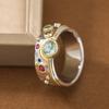 Vintage colored faux gemstone ring copper ladies fashion two-color luxury fashion ring jewelry gift