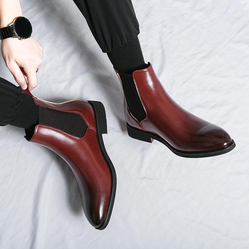 Men’s Chelsea  Boots Wingtip Dress Formal Leather Boots Pointed Toe Shoes Tuxedo Wedding Blazers Saddle Ankle Boots Plus Size