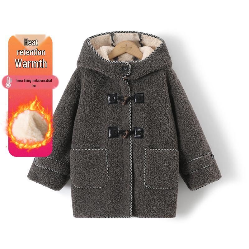 Girl s Winter Faux Rabbit Fur Toggle Coat 165
