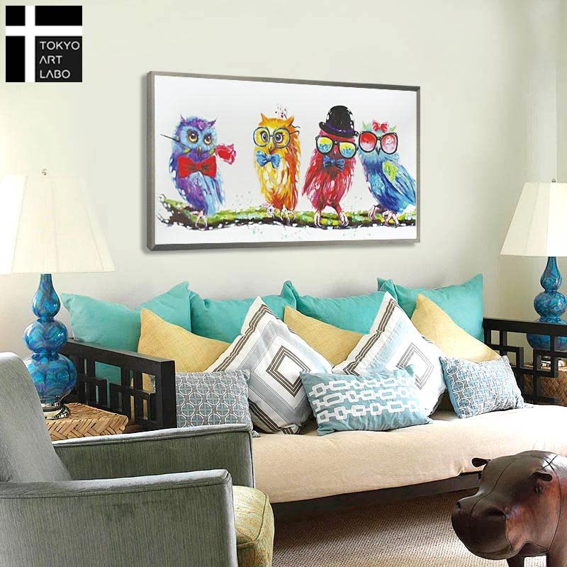 Cute Owl Wall 49cm X Feng Oil Art Year of the Rooster Art, 95cm, Framed, Stylish, Landscape, Shui, Painting, Panel, Owl,