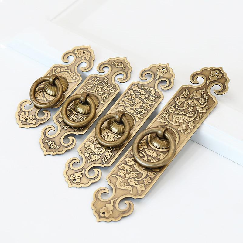 2 Pieces of Chinese Antique Furniture, Brass Surface Mounted Bookcase, Wardrobe, Cabinet Handle, Cabinet Door Hardware Handle
