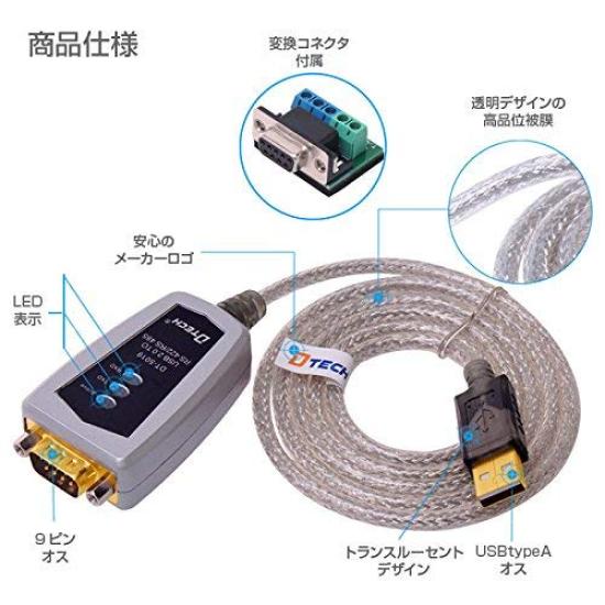 DTECH USB zu RS422 RS485 Serieller Port Konverter Adapterkabel FTDI Chipsatz Kompatibel mit Windows 10 8 7 XP Linux Mac 0,5m Eingebaut usw.