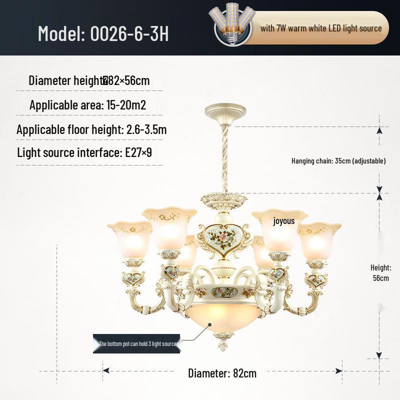 European Retro Resin Chandelier for Living Room, Restaurant, or Bedroom - Warm Atmosphere and Unique Style
