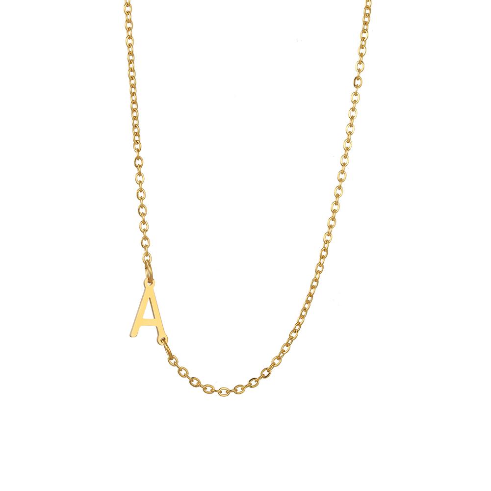 Cazador Sideways Tiny Letter Initial Necklaces A-Z Letters Necklace Stainless Steel Necklace For Women Gift Anniversary Jewelry