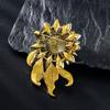 Fashion Fashion Hot Sale Heavy Industry Full Diamond Sunflower Brooch Stylish Unique Crystal Glass Florals Clothing Pin for Women