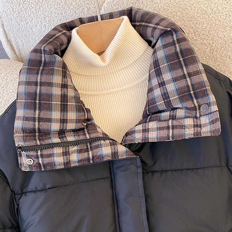 Modische Winterjacken Damen Kurze Parkas Stehkragen Dick Warm Lässig Damenmäntel