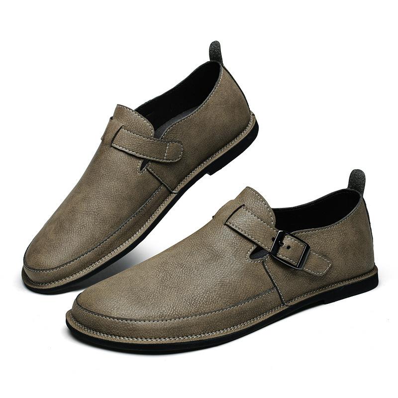 Spring Lazy British Retro Beanie Shoes Genuine Leather Casual Overshoes