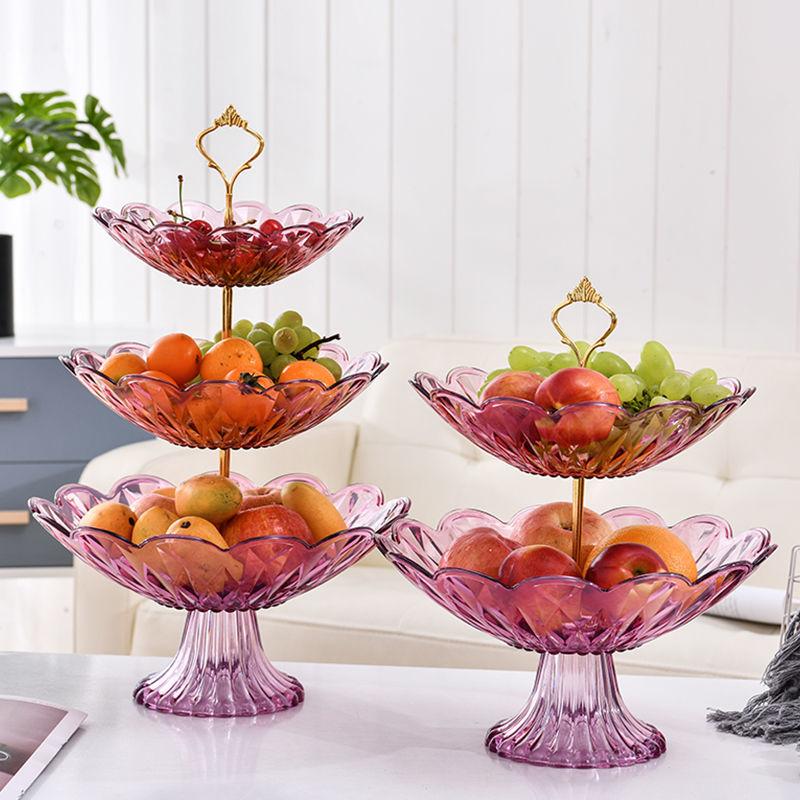 2/3 Tiers Fruit Snack Tray Plastic Bowls Desserts Holder Nuts Candy Displat Stand Decorative Party Serving Tray for Home Party