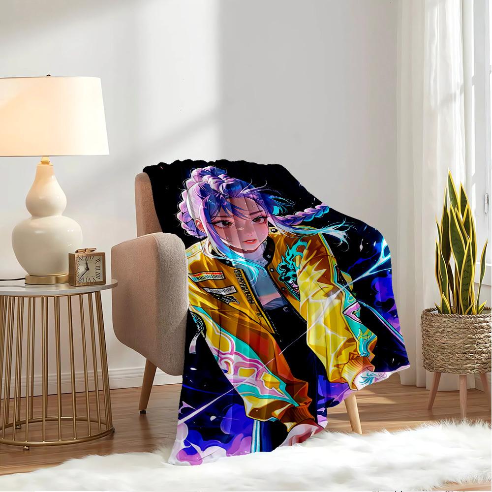 K-POP Anime Girls Group Four Seasons Soft Warm Blanket All-Season Thick Knit Polyester Bedspread for Bed, Camping, Travel Perfect Gift