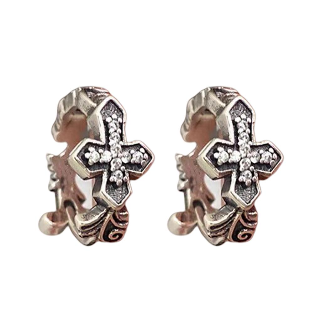 Gothic Crosses Earring Stud for Men Vintage Punk Styles Jewelry Portable Alloy Designs Single Stud for Mix Outfits