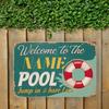 Custom Pool Welcome Metal Tin Sign Personalized Farmhouse Wall Decor