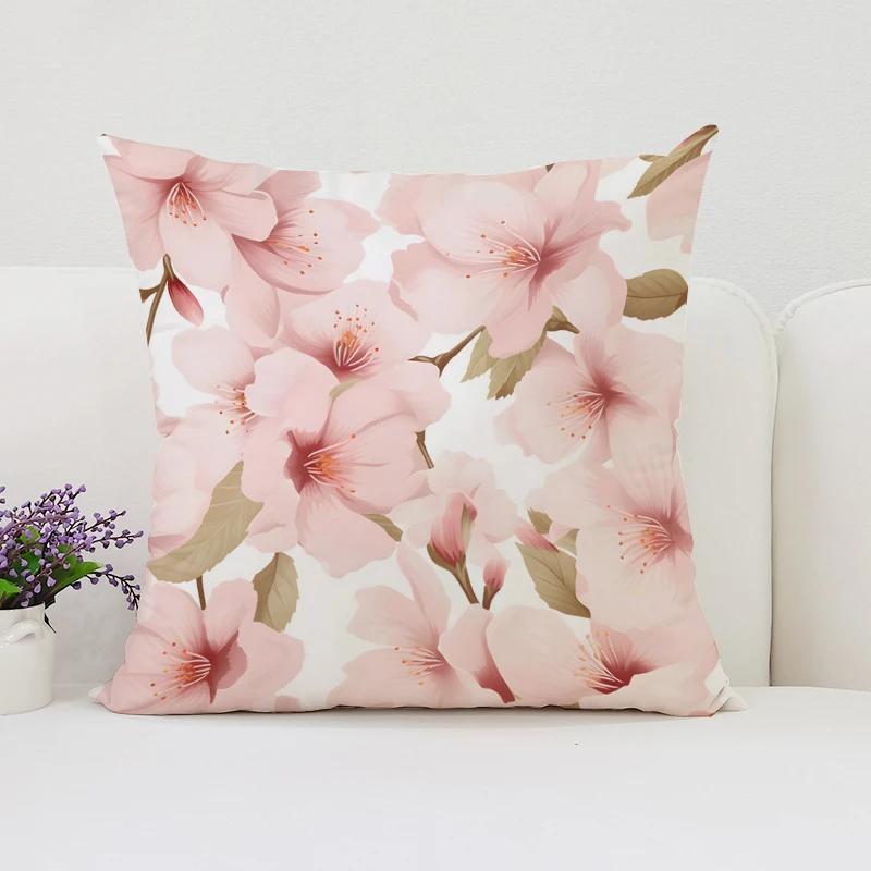 Cushion Cover 50X50 Japanese Cherry Blossom Bed Pillowcases Covers For Bed Pillows Pillow Cases 45X45 Cushions Cover Home Decor