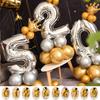 Gold Silver Foil Balloons 0/1/2/3/4/5/6/7/8/9 Digital Balloons Children Birthday Wedding Party Decoration Globos Number Balloon