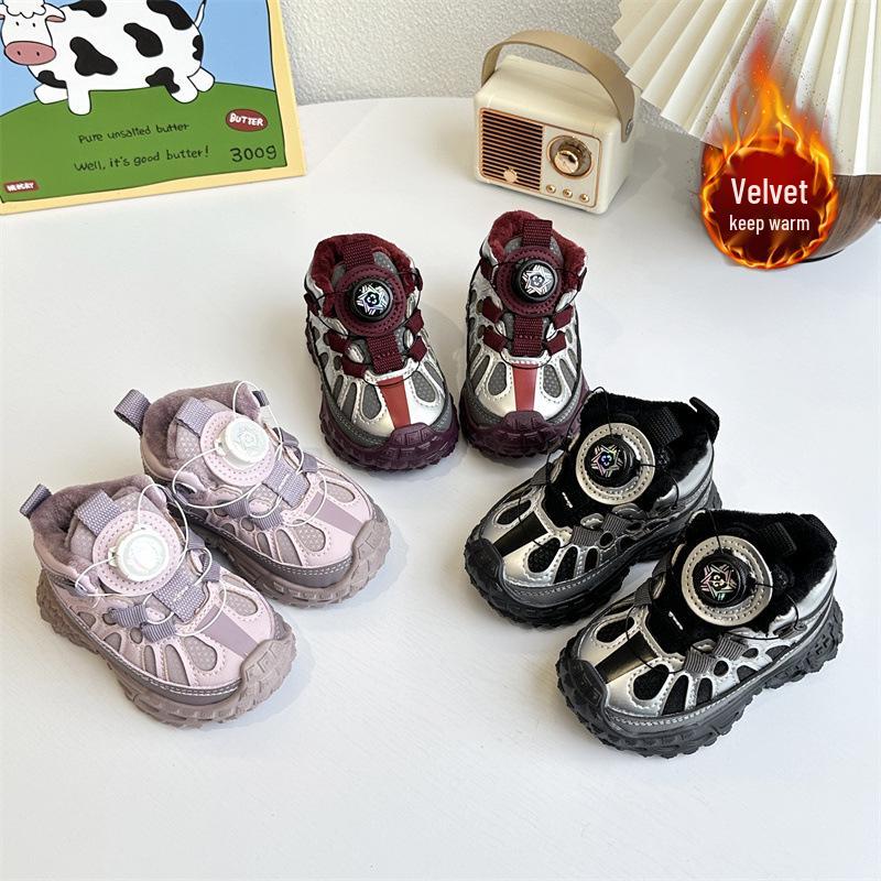 Children's Fleece-Lined Toddler Sports Shoes - Warm Winter & Autumn Footwear for Boys and Girls