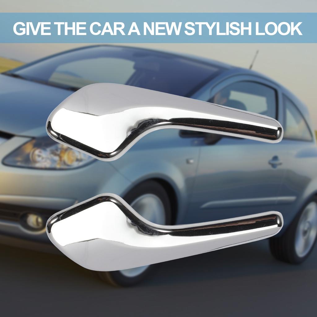 1 Pair Aluminum Plated Plastic Stainless Interior Door Handle 13297813 13297179 136041 for Opel Corsa D 2006-2014
