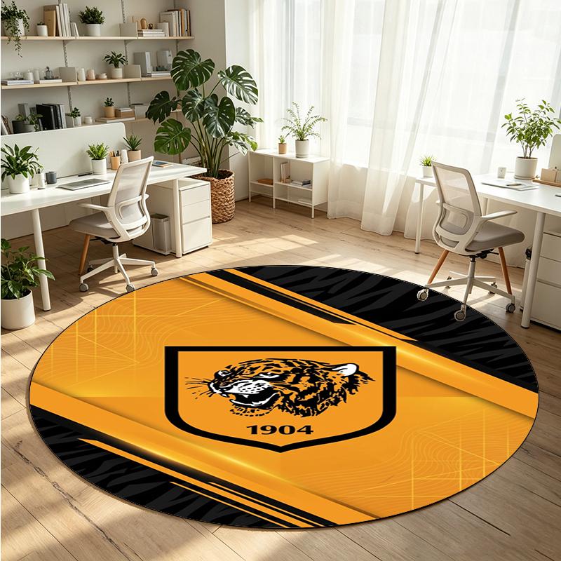 Hull FC Printed Round Crystal Velvet Rug Soft Non Slip Floor Carpet For Bedroom Holiday Gift