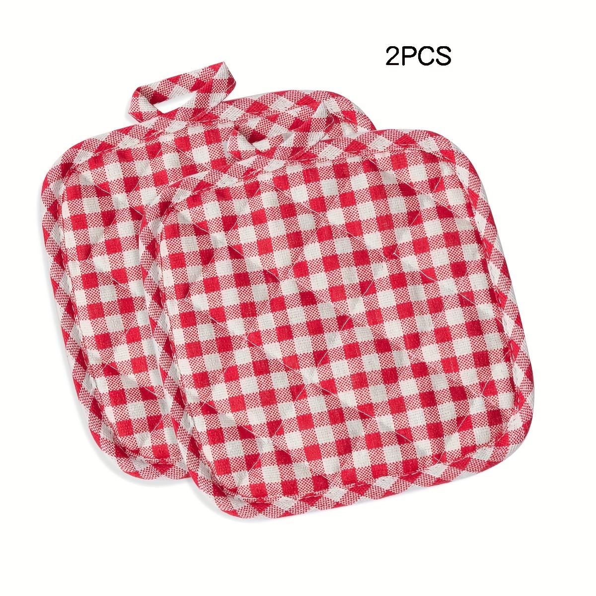 

2pcs Checkered Thickened Fabric Heat-Resistant Mats, Square Insulating Pads for Kitchen, Living Room, Cup Coasters, Table Mats one size&Rectangular