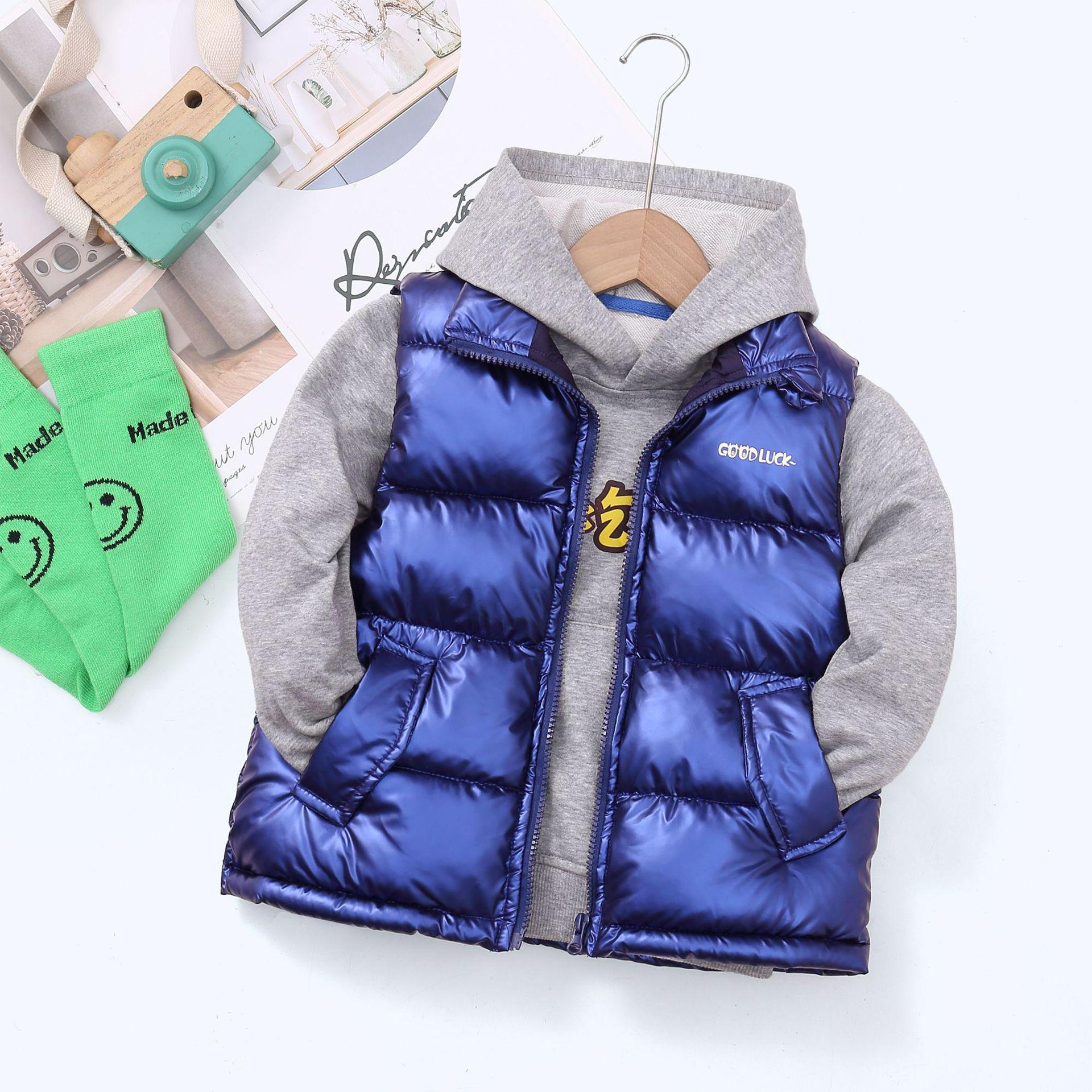 

Весенние детские пуховые жилеты Одежда для девочек Мальчики Модная теплая верхняя одежда Пальто Осенние подростковые хлопковые куртки Жилет 120