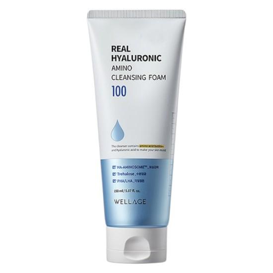 

WELLAGE Real Hyaluronic Amino Cleansing Foam 150 ml — Hydrating & Amino Acid Gentle Cleanser