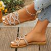 [Elegante flache Strass-Slipper] Elegante flache Strass-Slipper | Schlangen-Design Sommer Damen Böhmisch