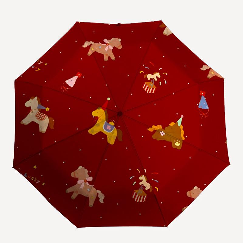

1pc Lucky Pony Party Umbrella That Opens Closes Automatically Perfect Gift with a Convenient Folding Mechanism 66