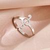 Korean Style Stainless Steel Music Note Adjustable Ring for Women - Colorfast and Stylish Design