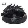 Dresser Top Storage 3D Printed Coiled Dragon Jewelry Tray, Dark Fantasy Trinket Organizer Dish, Theme Party Supplies Gothic Desk for Entryway,