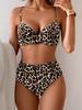 2026 Multi-Color Leopard Print High-Waisted Bikini Swimsuit