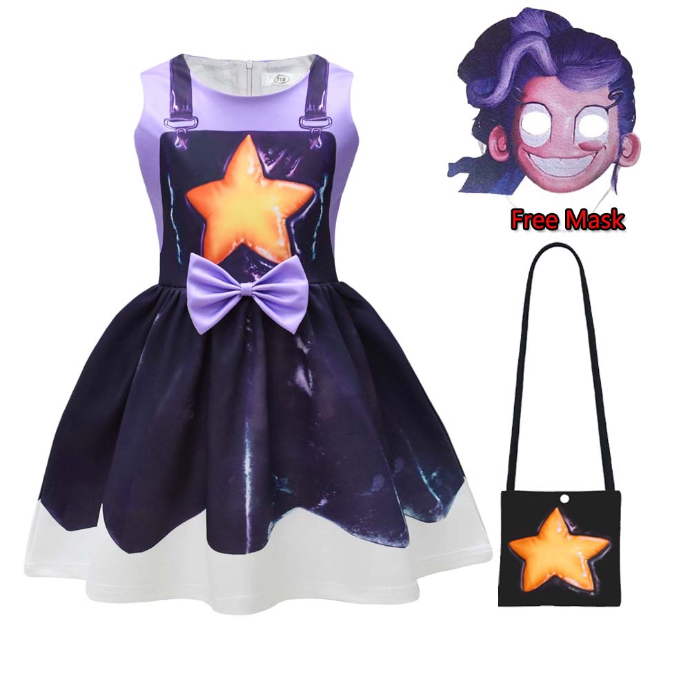 Lily Cosplay Dress Free Mask For Girls Kids Horror Game Halloween Costume Carnival Party Fancy Bow Dress Outfit With Bag