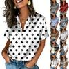 Blouse Satinée Manches Courtes Hauts en Soie Chemises Boutonnées Tenues Business Casual pour Femmes