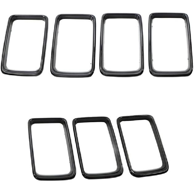 7PCS Front Grill Inserts Grille Cover Trim, Front Grill Rings Grille Inserts Cover Trim Kit, Compatible with Jeep Grand Cherokee 2014-2016, Chrome