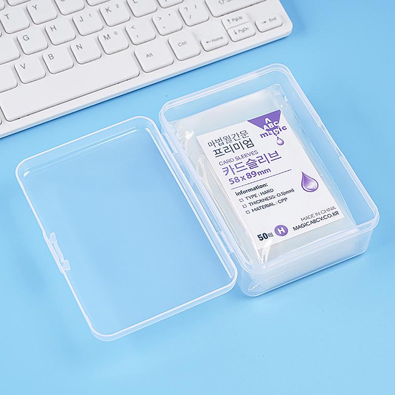 Ins Transparent Plastic Storage Box Pocards Small Card Storage Box Desk Organizer Box Classification Box Stationery