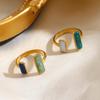 Vintage Stainless Steel Geometric Rings Women Oil Dripping Square Adjustable Open Rings Fashion Minimalist Banquet Jewelry Gifts