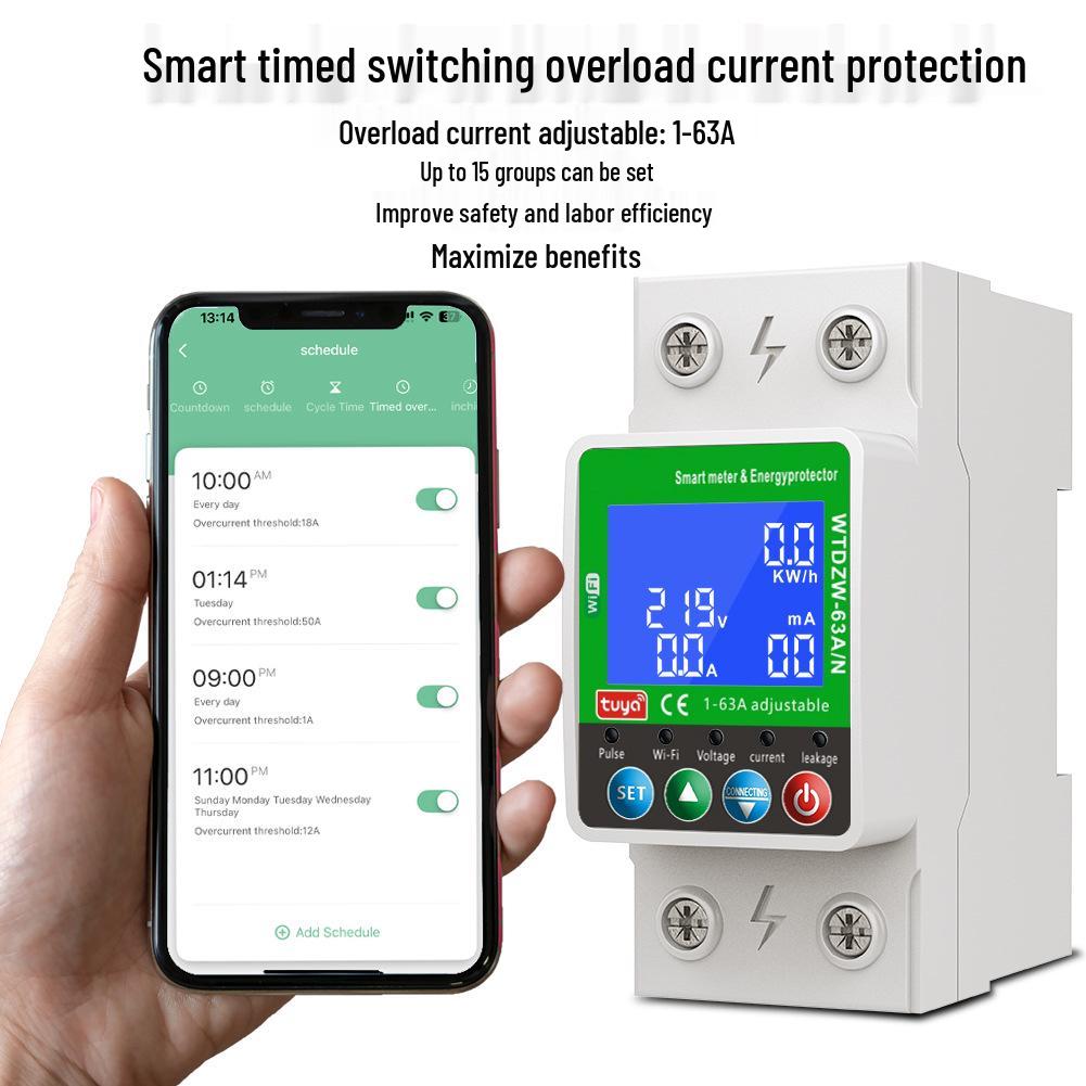 Graffiti WiFi Smart Circuit Breaker: 2P Timer, 20A Overload Protection for Low Voltage Appliances