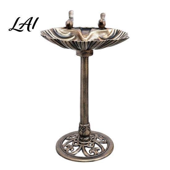 Bird Feeder Pedestal Bath Copper Resin Birdbaths Weather Resistant Floral Accents Stable Base Bath Vintage Bronze Finish Garden Decor for