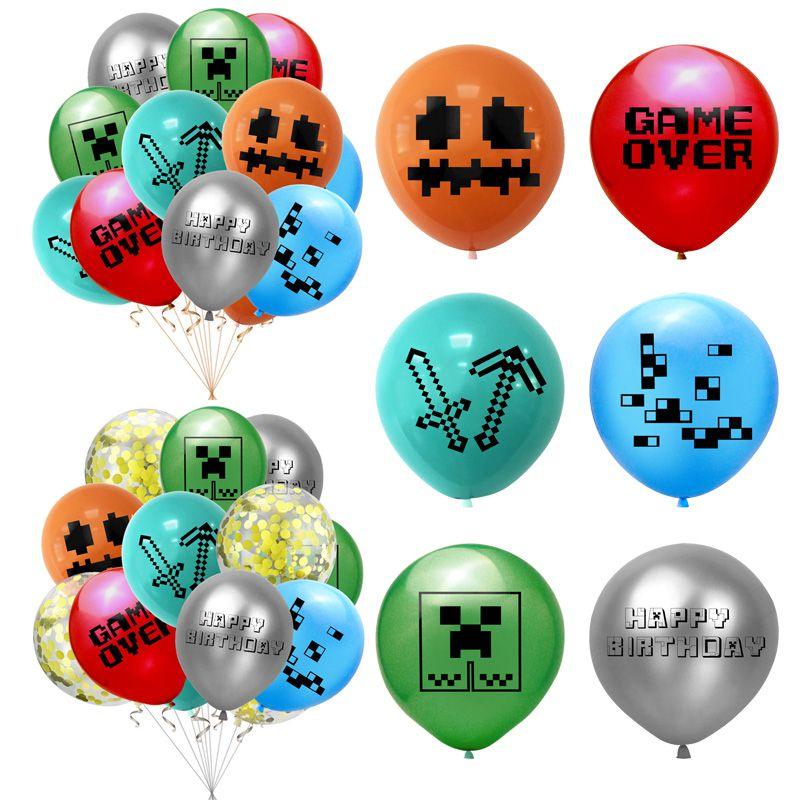 Minecraft 12" Pixel Birthday Latex Balloon Party Decoration Kids Baby Shower