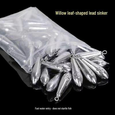 Willow Leaf Water Drop Sinker with Ring for Long Casting - Fishing Tackle for Rod and Lure Rigs.