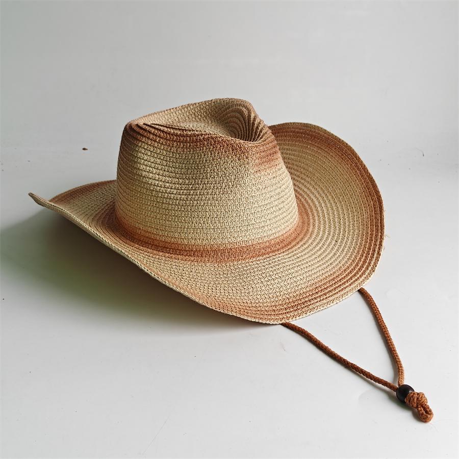 Western Cowboy Straw Hat For Men Women Vintage Outlaw Cowgirl Sun Sombrero Hat With Metal Star Emblem Band Beach Summer Caps