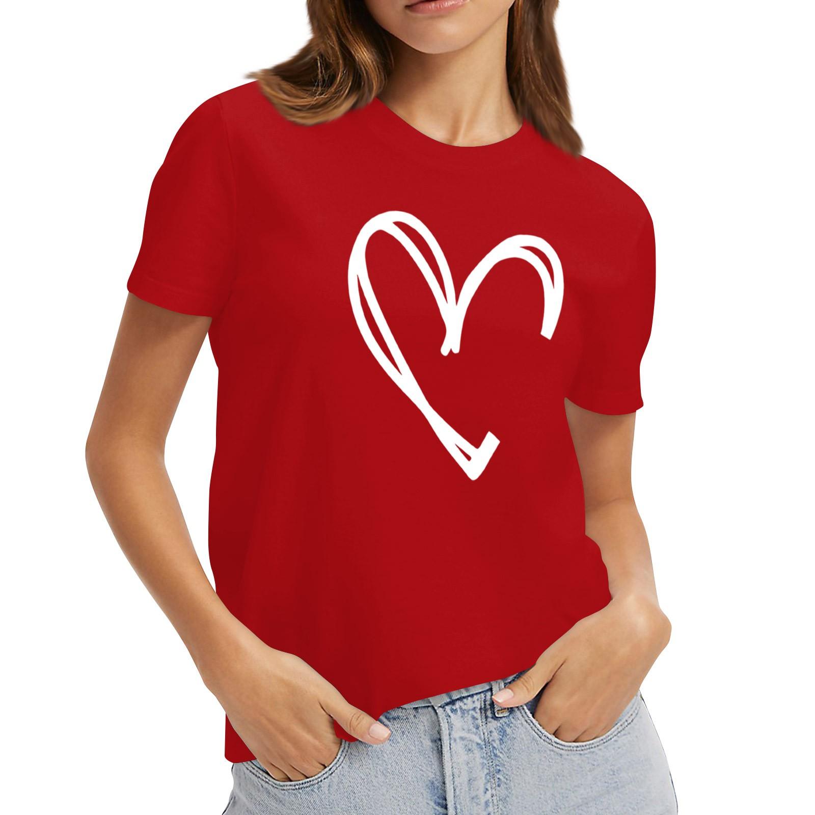 

Женский повседневный свитер с короткими рукавами и круглым вырезом с принтом ко Дню святого Валентина XXL винный