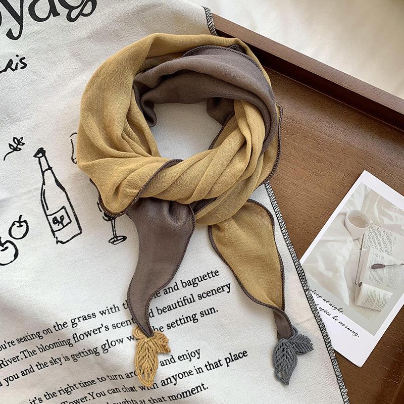 Silk scarf neck small square scarf new silk scarf women's retro pendant silk scarf two-color literary decoration versatile scarf shawl